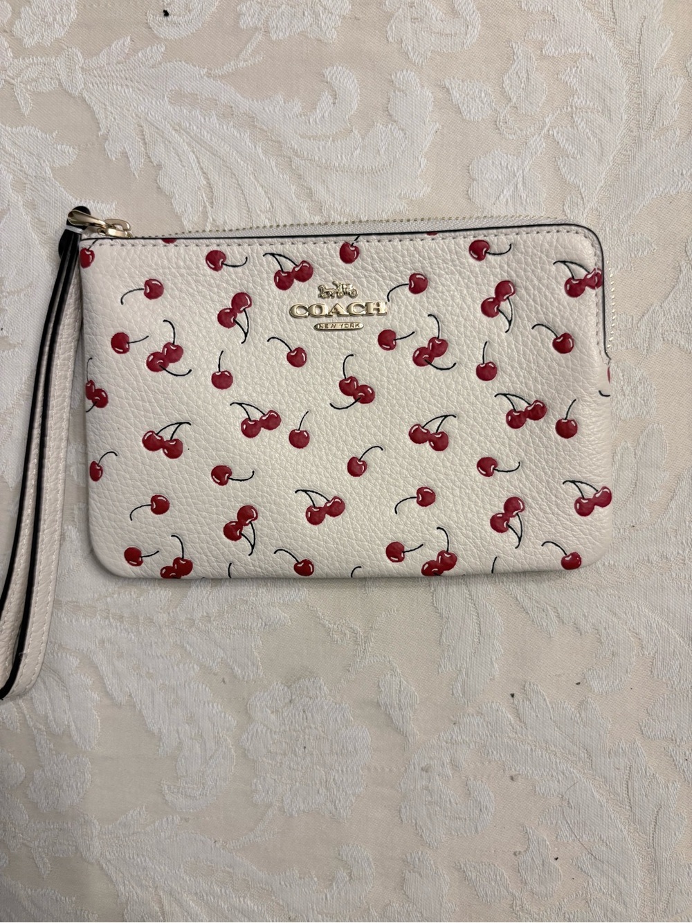 COACH Cherry Print Corner Zip Wristlet - NWT